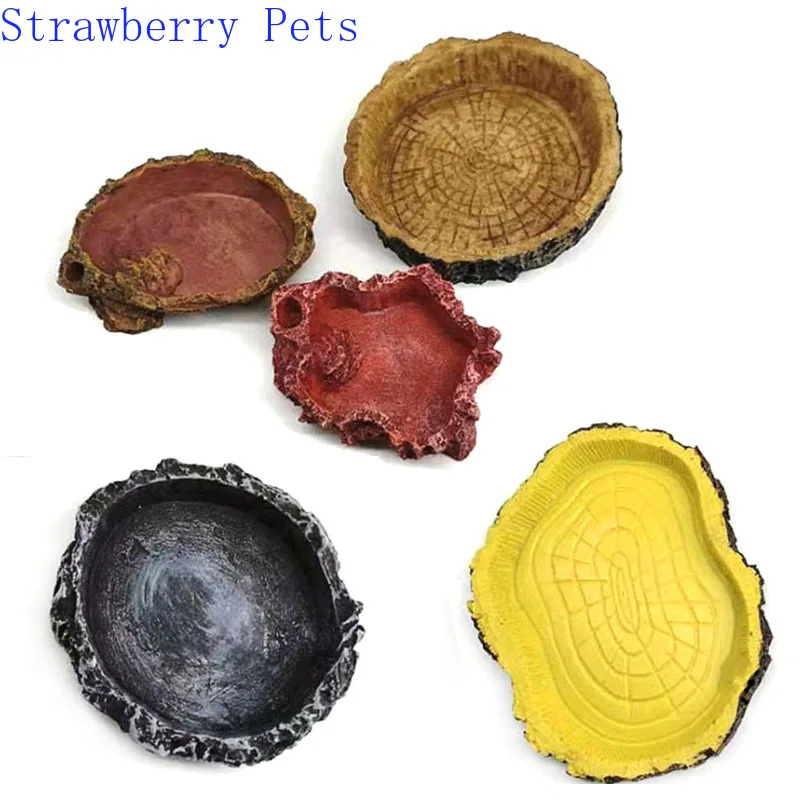Resin Aquarium Pet Reptile Feeder Bowl Basin Food Water Pot Reptile Turtle Tortoise Scorpion Lizard Crabs Supp