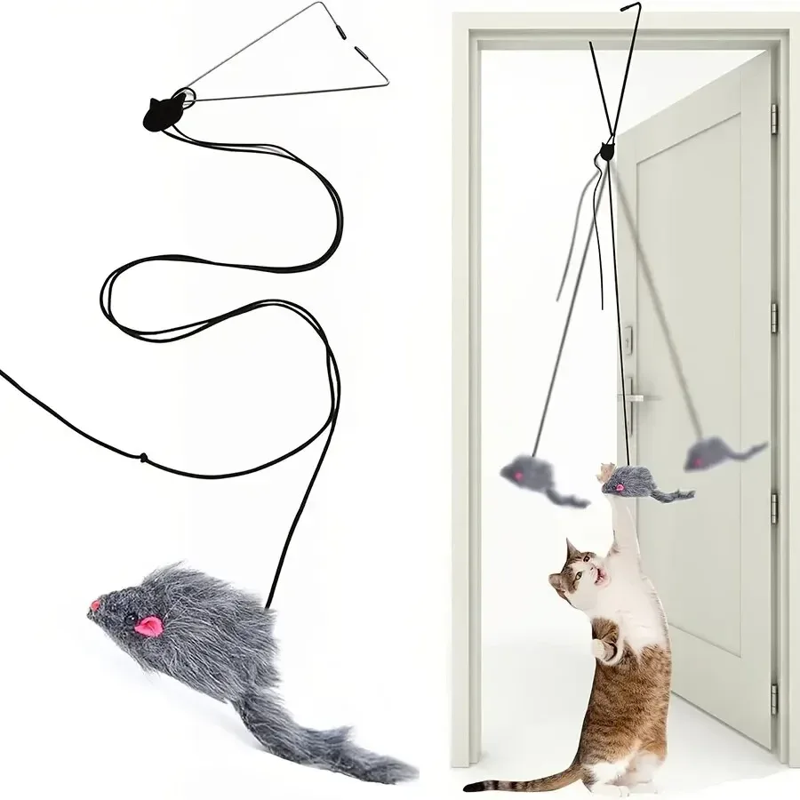 Simulation Mouse Cats Toy Funny Self-hey Hanging Door Retractable Cats Stick Scratch Rope Mouse Cat Interactiv