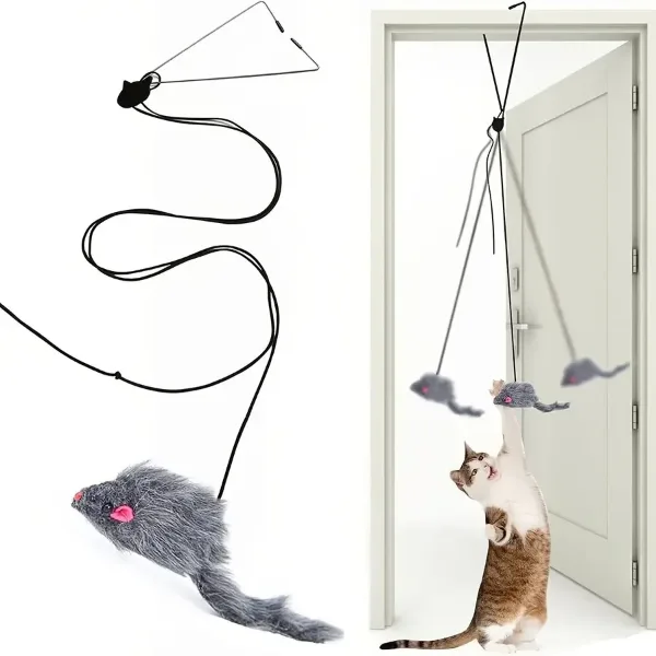 Simulation Mouse Cats Toy Funny Self-hey Hanging Door Retractable Cats Stick Scratch Rope Mouse Cat Interactiv