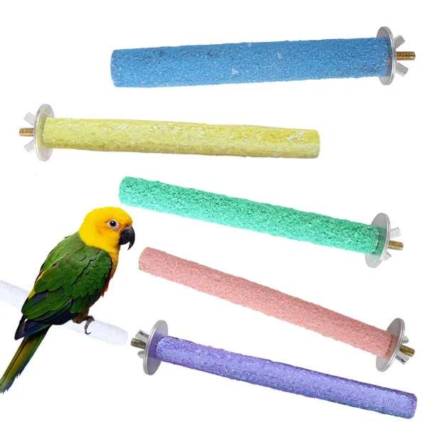 1PC Random Colors Parrot Perch Parrot Cage Accessories Bird Perch Stand Toy Colored Quartz Sand Sharpen Paw To