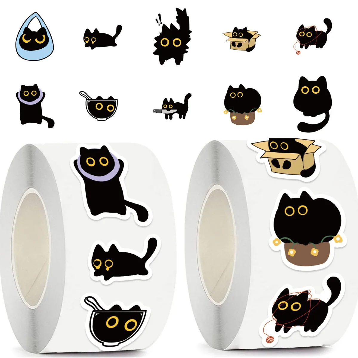 2026 Black Cat Sticker Collection 100-500pcs for Phone Case Guitar Notebook Scrapbook Halloween Decorative Sta