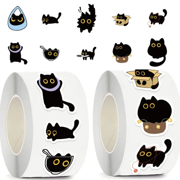 2026 Black Cat Sticker Collection 100-500pcs for Phone Case Guitar Notebook Scrapbook Halloween Decorative Sta
