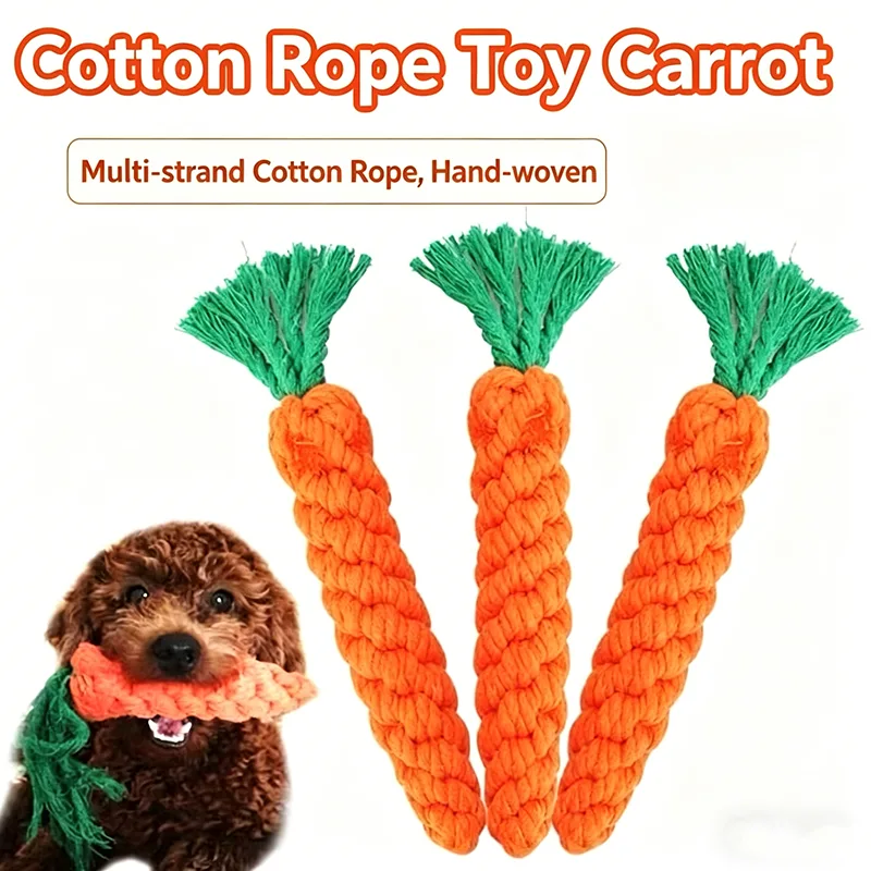 Chew Toys For Small Dogs Puppy Cleaning Teeth Bite Resistant Carrot Cotton Rope Pet Playing Toy Accessories Pe