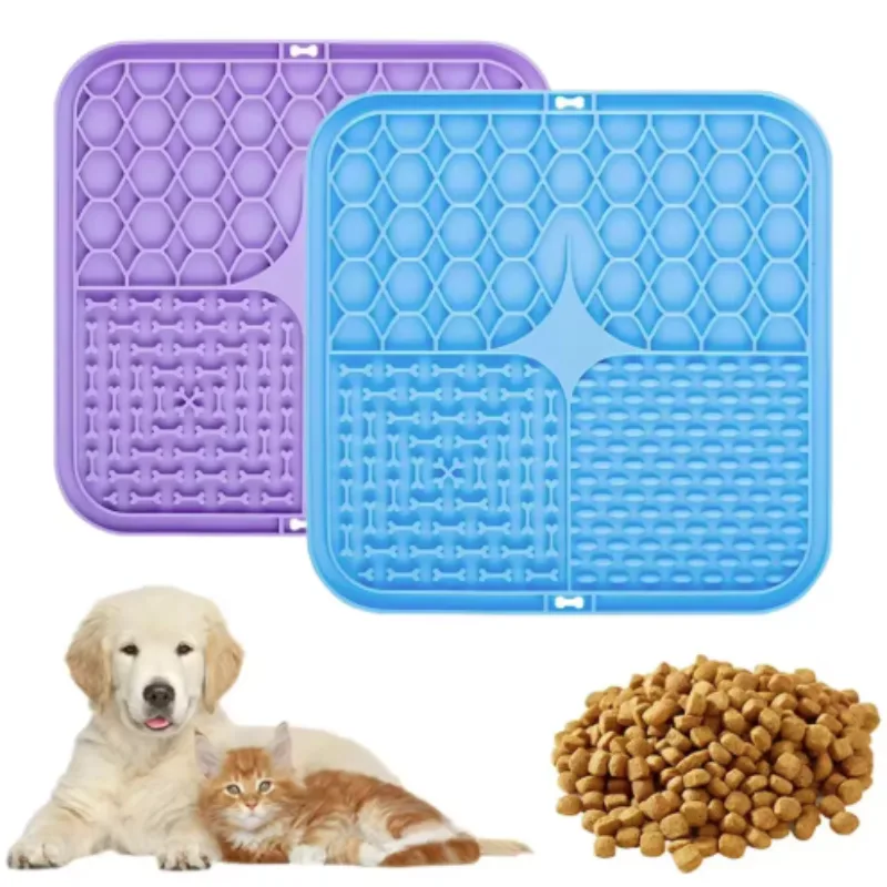 Pet Lick Silicone Mat Dogs Pet Slow Food Plate for Dog Bathing Distraction Silicone Dog Sucker Food Training D