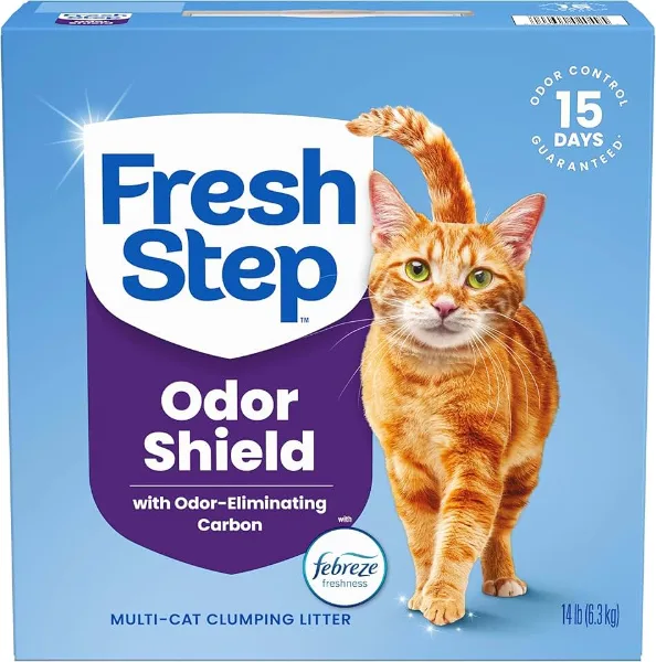 Fresh Step Odor Shield Multi Cat Clumping Cat Litter with Febreze Freshness, Low Dust, Odor Control with Ammon